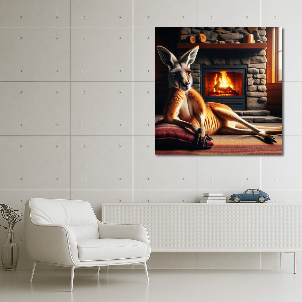 Cozy Kangaroo by the Fireplace at Mountain Hut