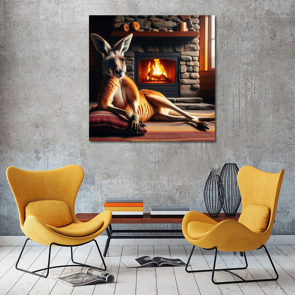 Cozy Kangaroo by the Fireplace at Mountain Hut