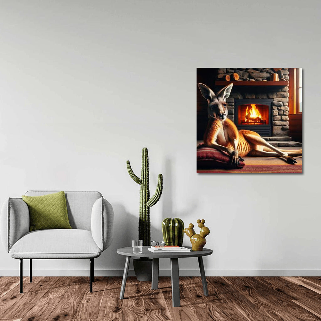 Cozy Kangaroo by the Fireplace at Mountain Hut