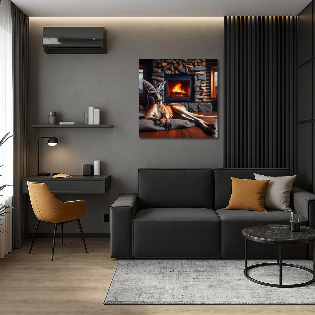 Kangaroo by the Fireplace: Coziness in a Mountain Hut
