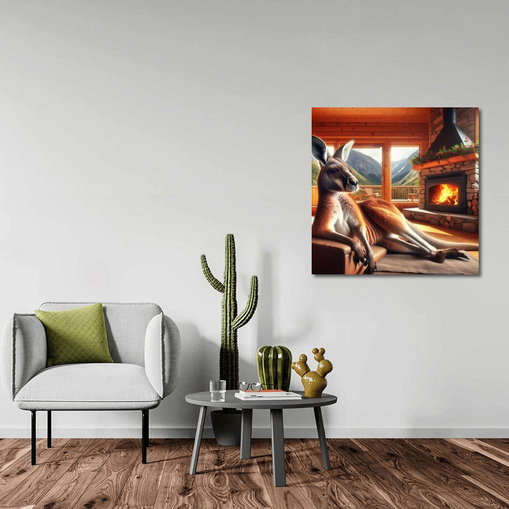 Kangaroo by the Fireplace Cozy Mountain Hut: Warmth and Tranquility for Your Home