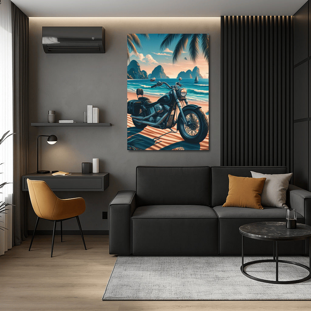 Choppers on Tropical Beach: Freedom and Waves