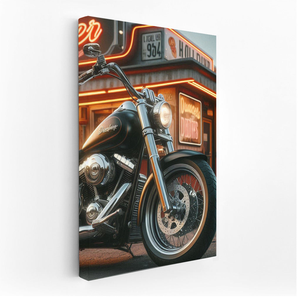 Cruiser Motorcycle at Retro Diner: Dynamics and Style