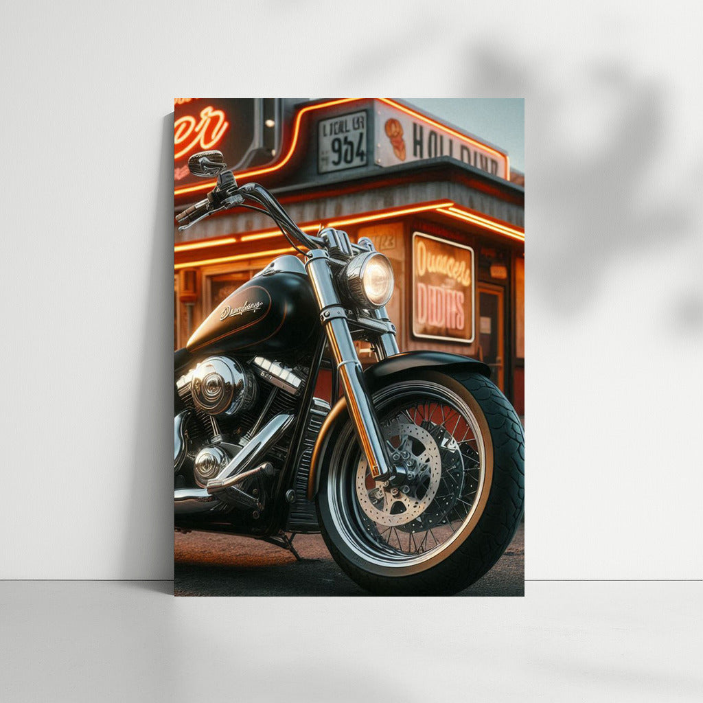 Cruiser Motorcycle at Retro Diner: Dynamics and Style