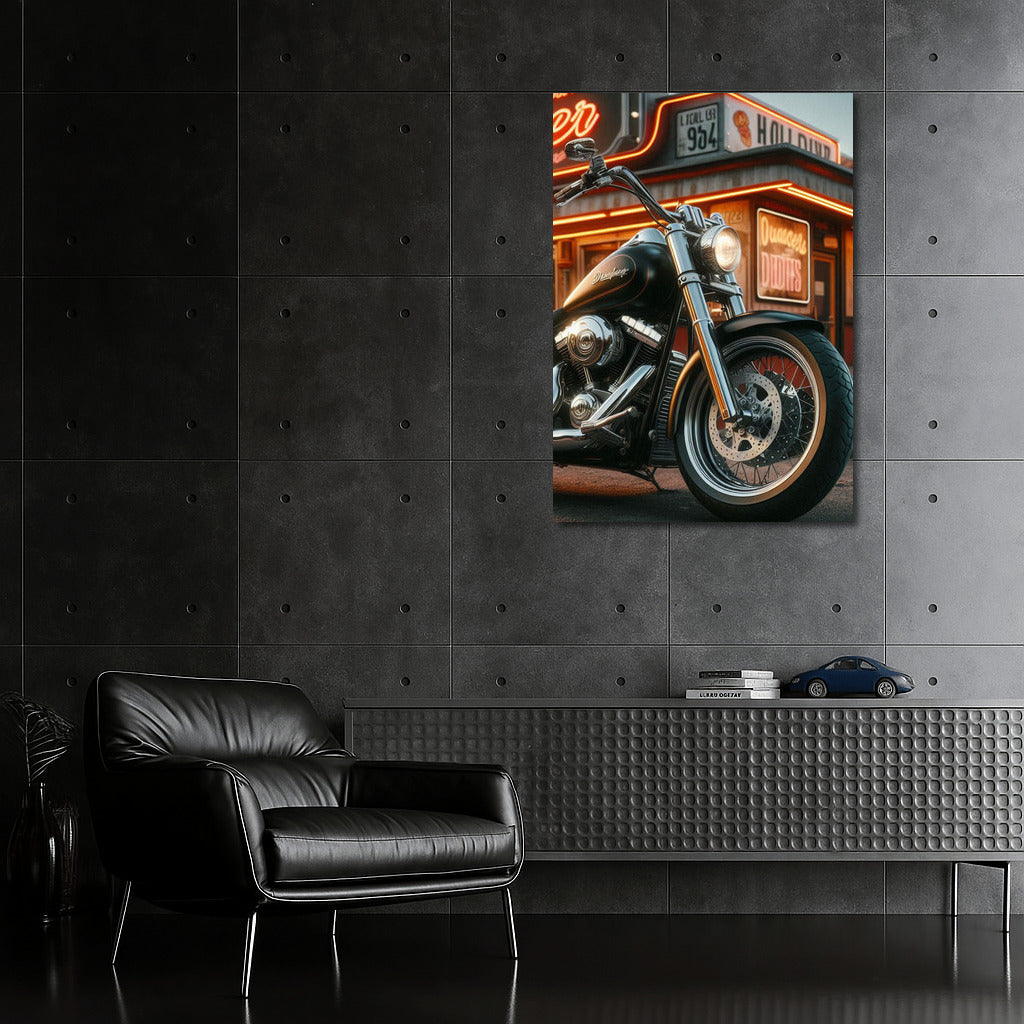 Cruiser Motorcycle at Retro Diner: Dynamics and Style