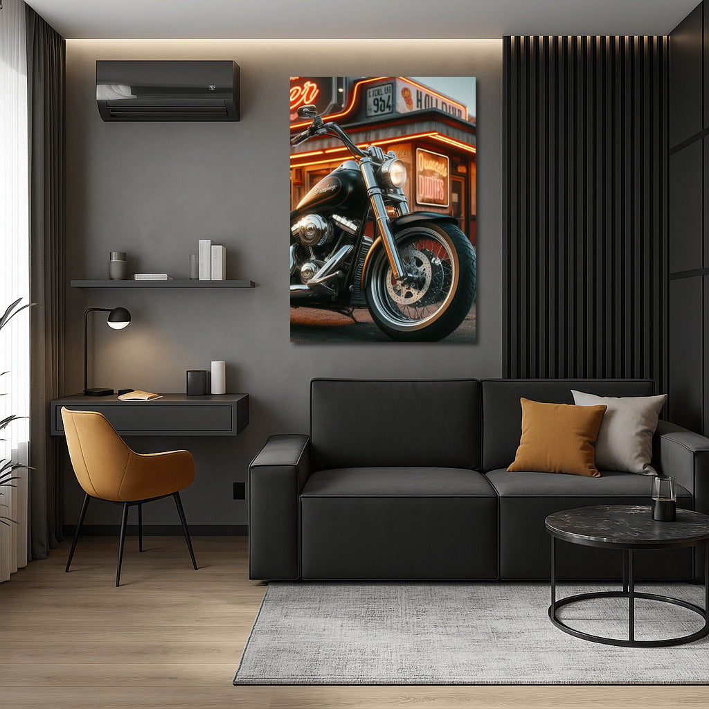 Cruiser Motorcycle at Retro Diner: Dynamics and Style