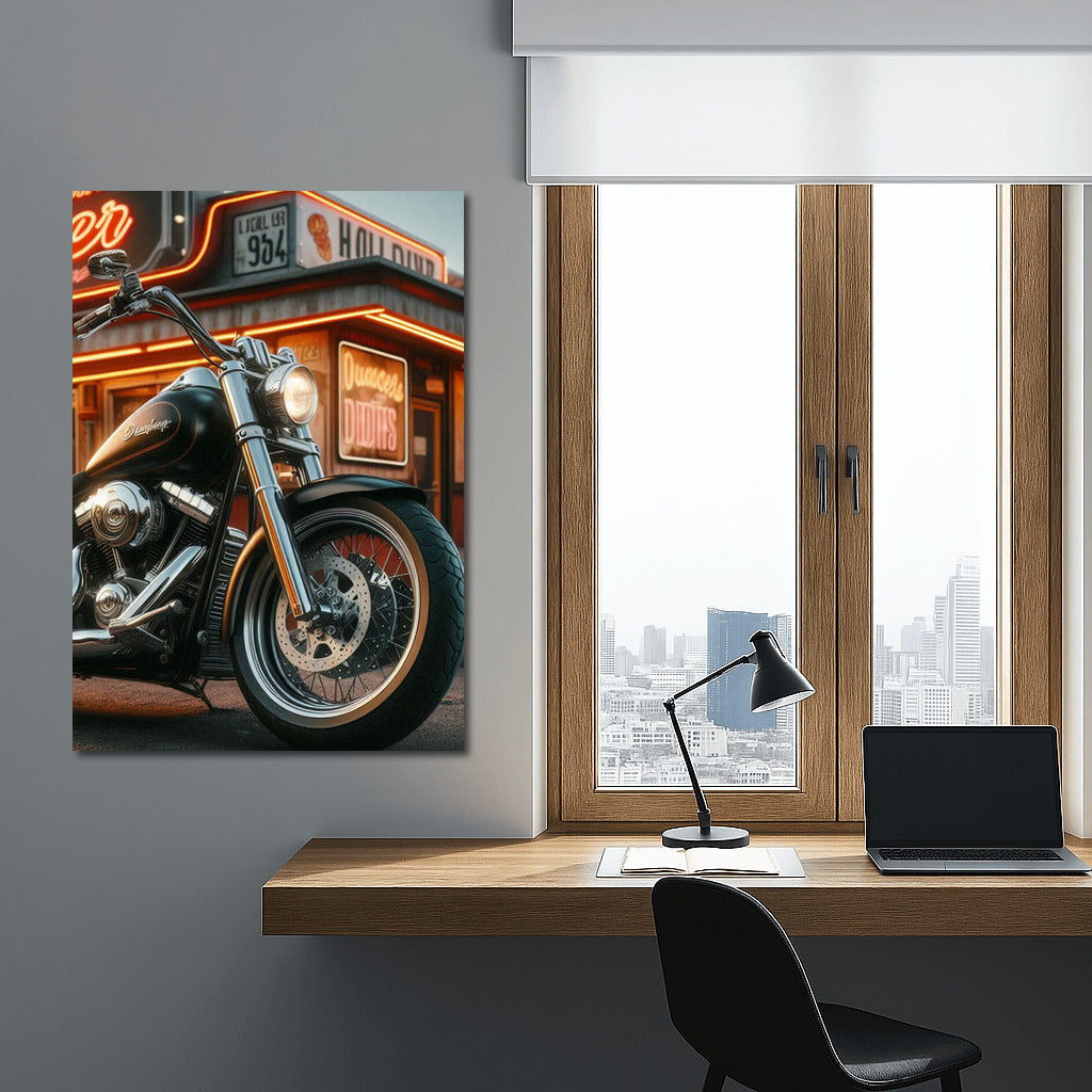 Cruiser Motorcycle at Retro Diner: Dynamics and Style