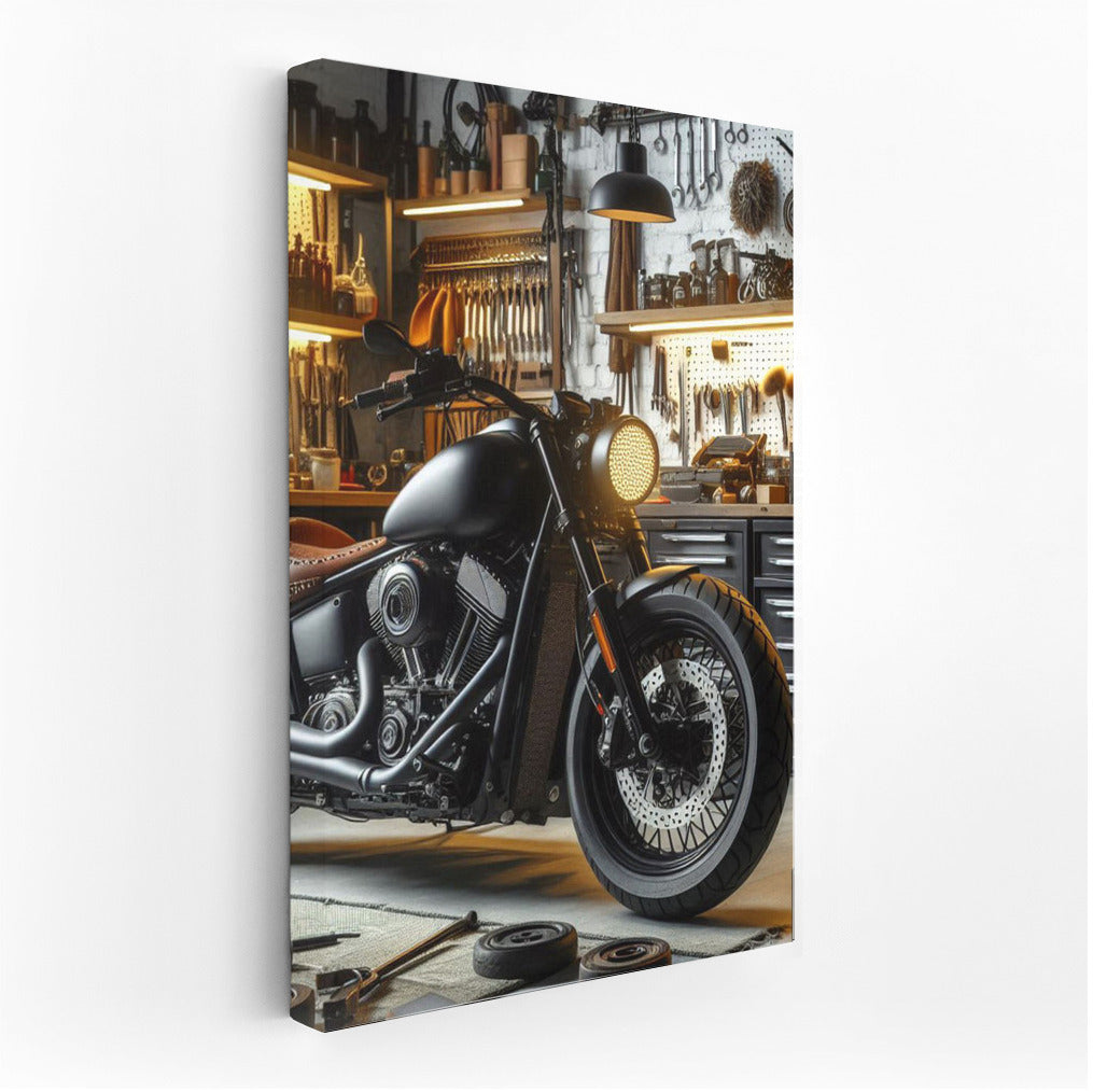 Cruiser in Stylish Garage: Motorcycle Culture in Detail