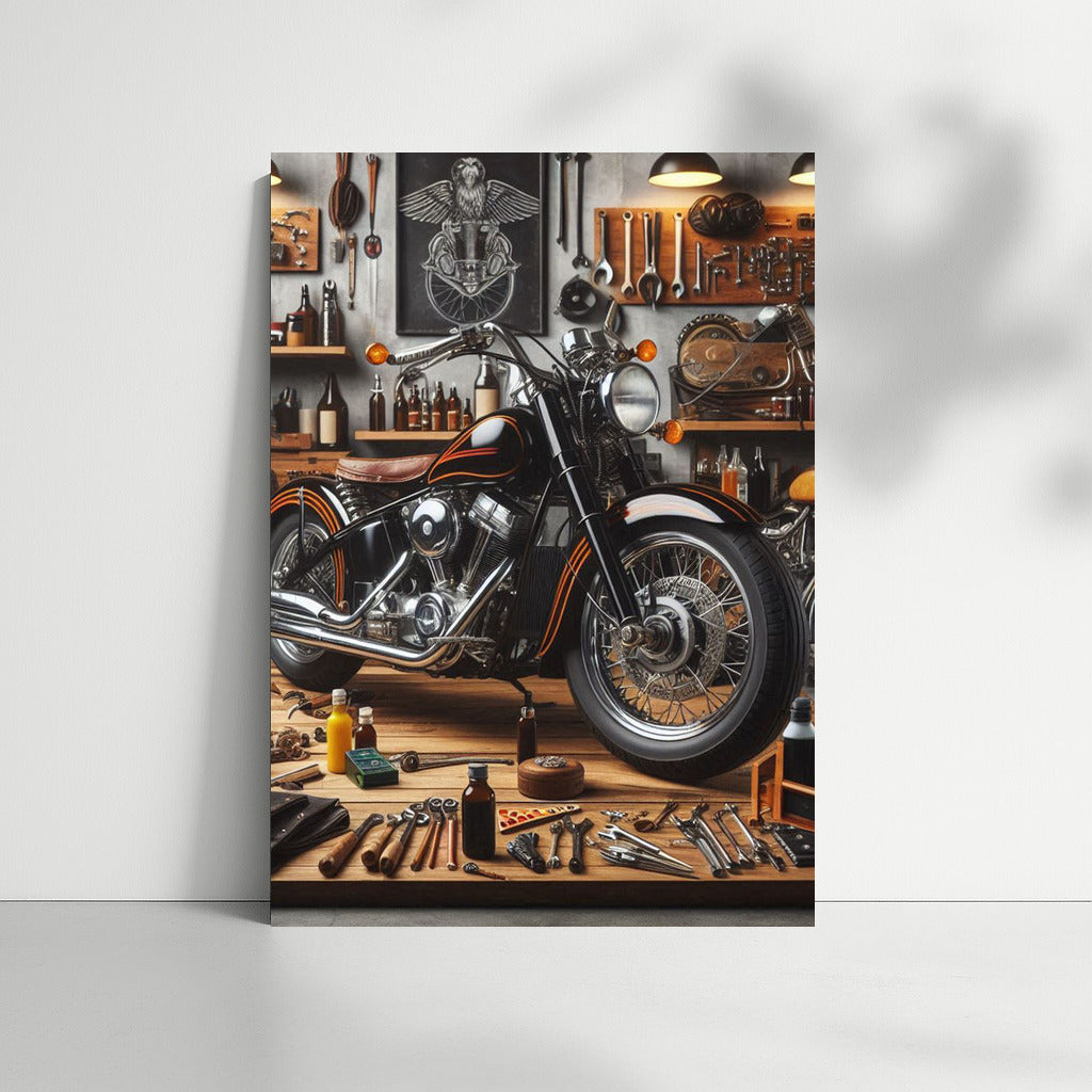 Cruiser in Stylish Garage: Atmosphere of Speed and Details