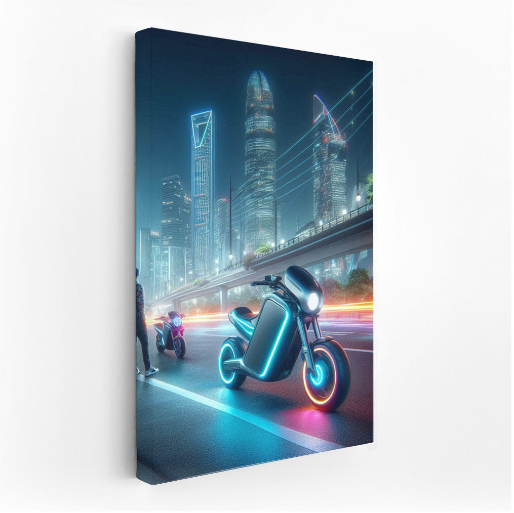 Neon Odyssey: Electric Motorcycles in the City of the Future