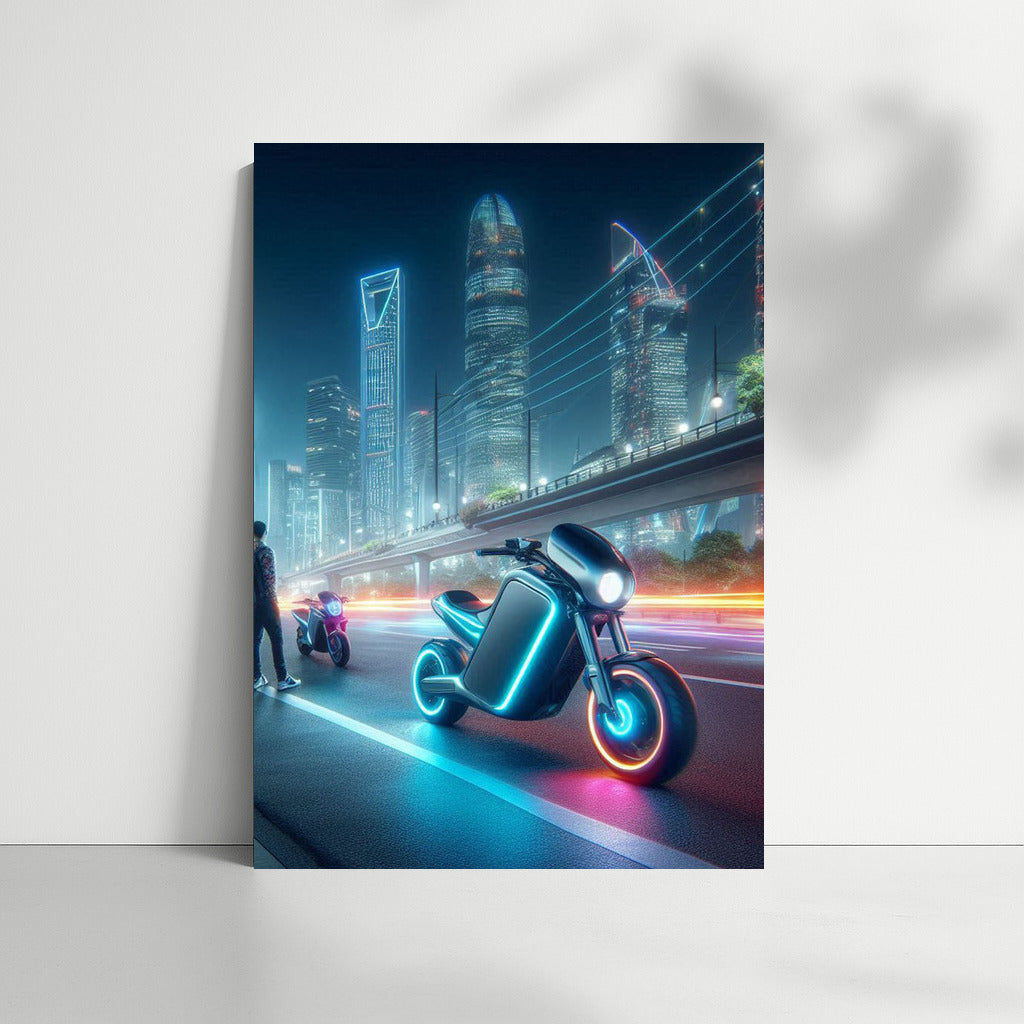 Neon Odyssey: Electric Motorcycles in the City of the Future