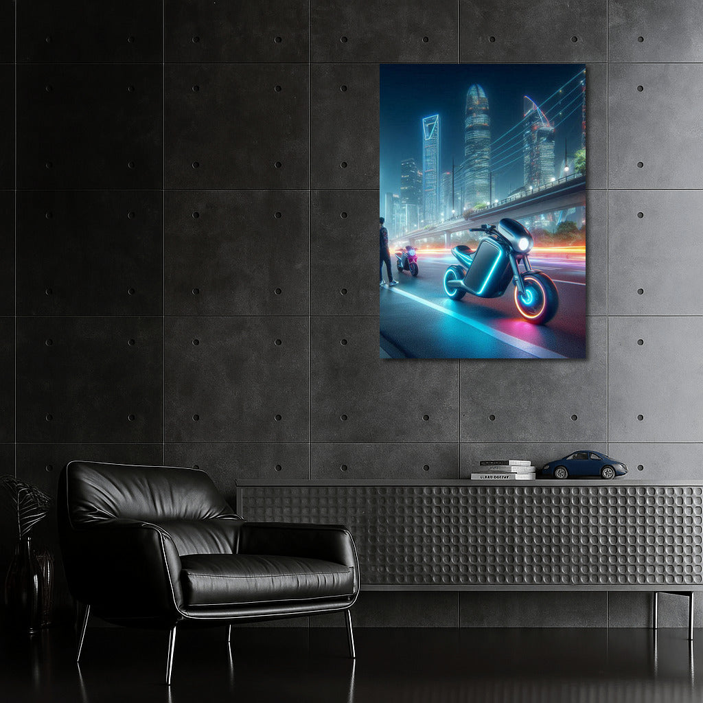 Neon Odyssey: Electric Motorcycles in the City of the Future