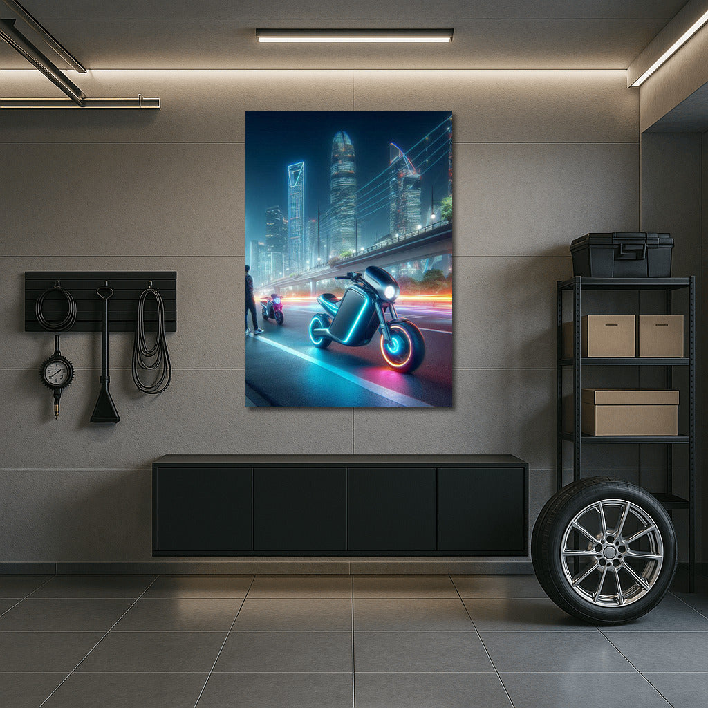 Neon Odyssey: Electric Motorcycles in the City of the Future