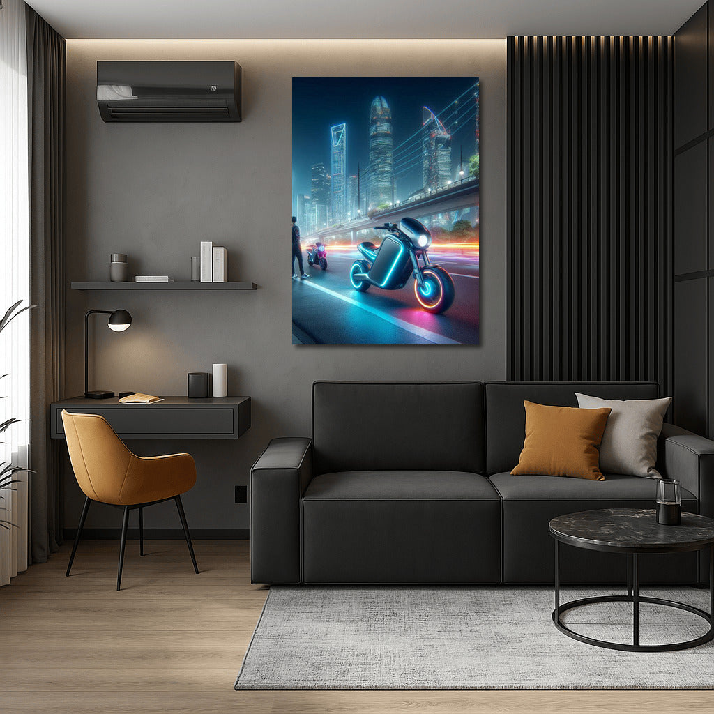 Neon Odyssey: Electric Motorcycles in the City of the Future