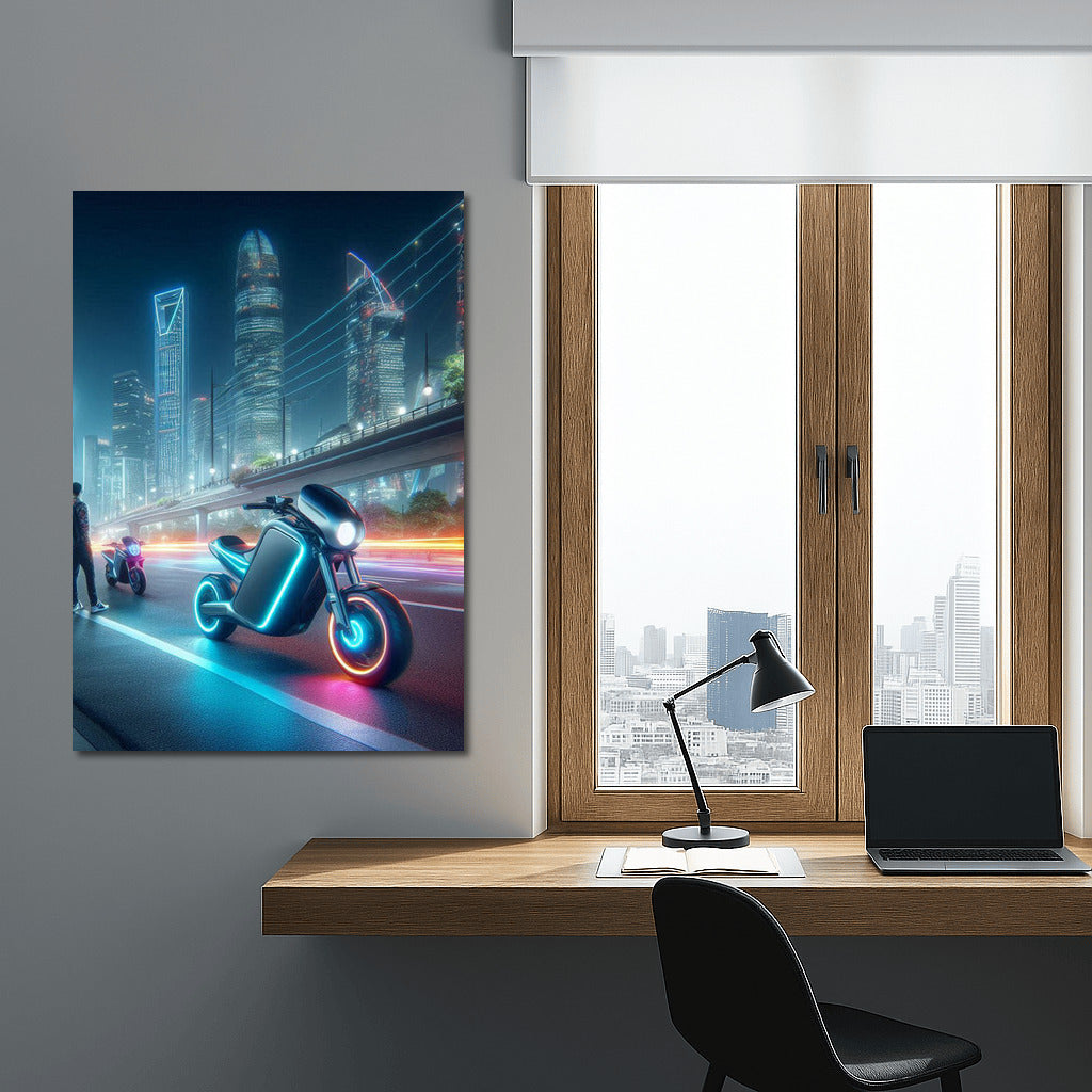 Neon Odyssey: Electric Motorcycles in the City of the Future