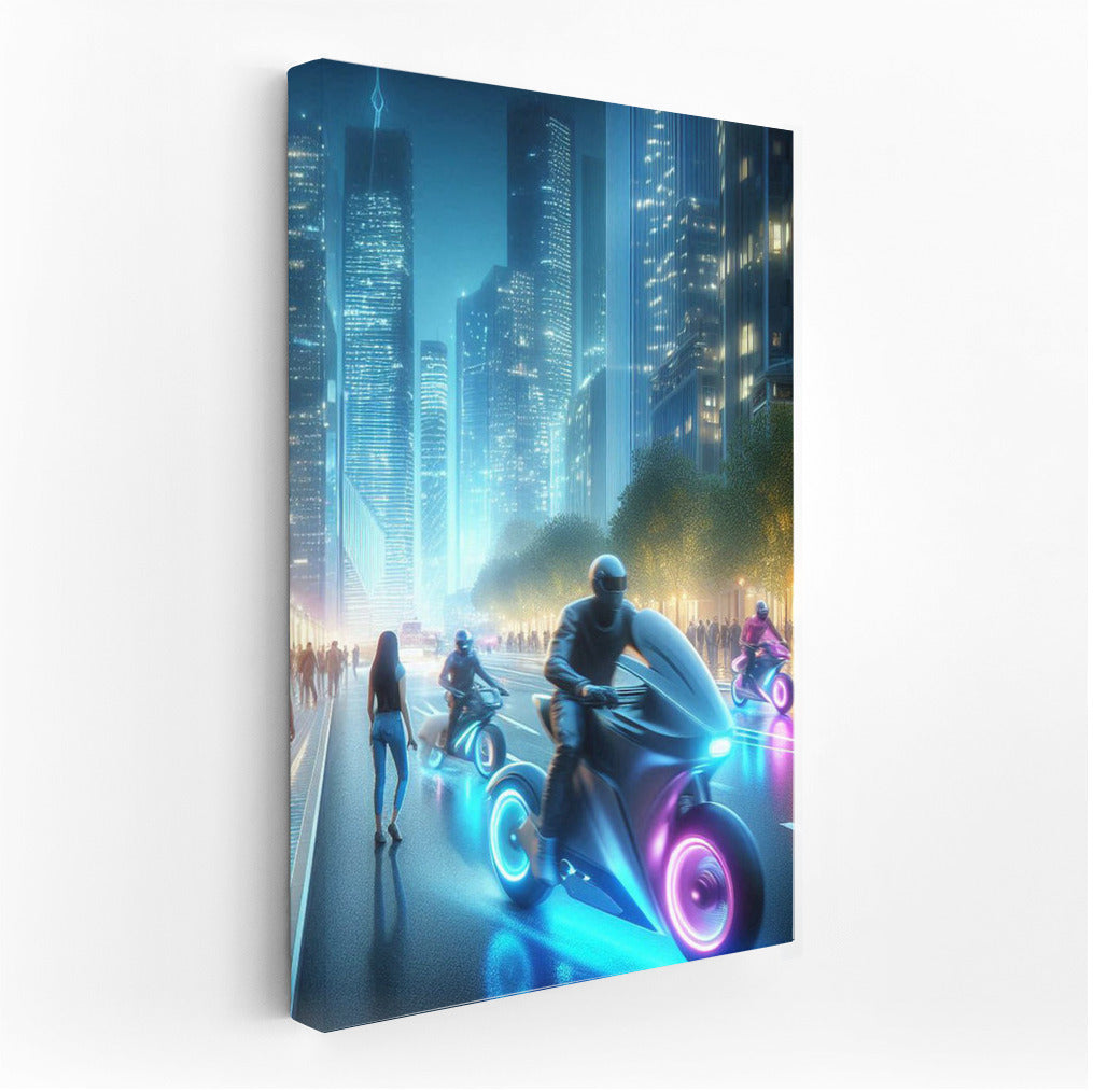 Neon City: Electric Motorcycles in Motion