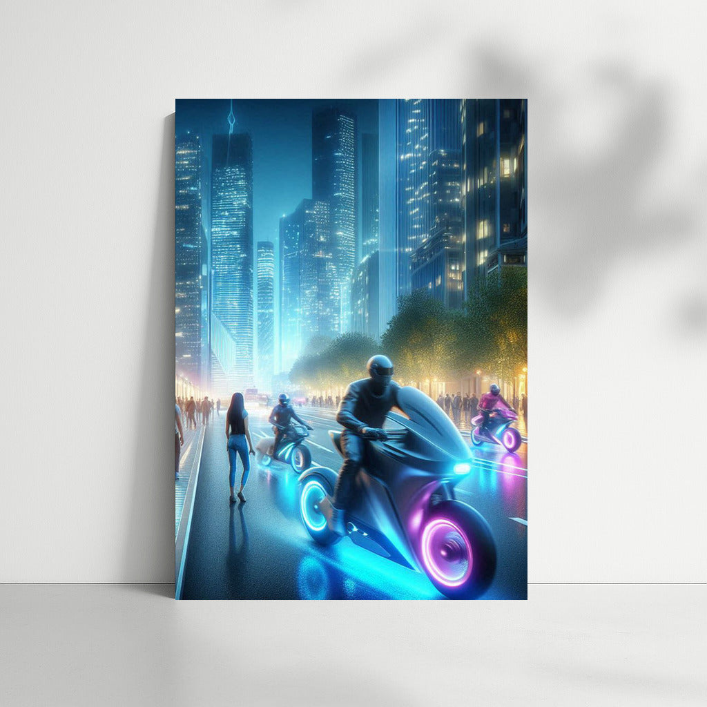 Neon City: Electric Motorcycles in Motion