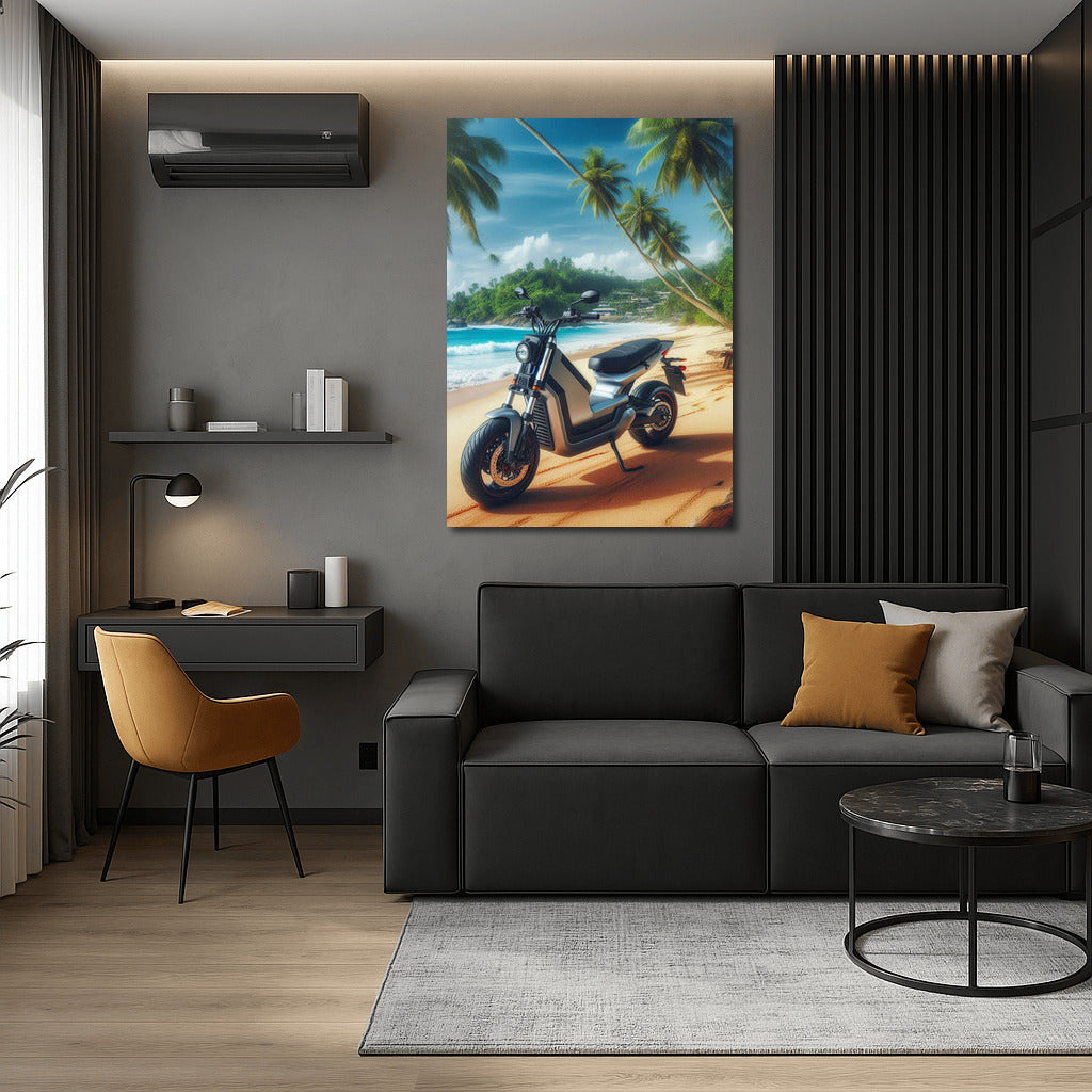 Electric Motorcycle on a Tropical Beach: An Adventure for Dreamers