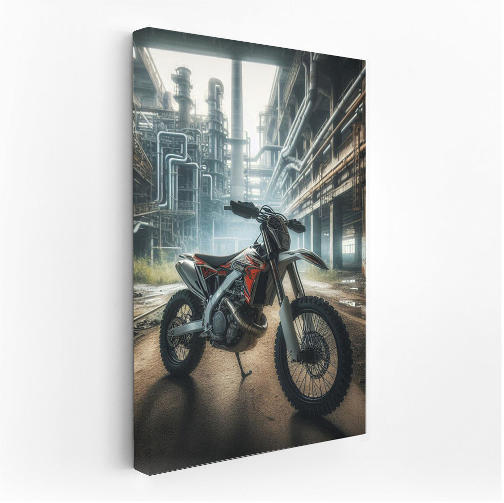 Enduro bike in an industrial zone: freedom in an abandoned factory