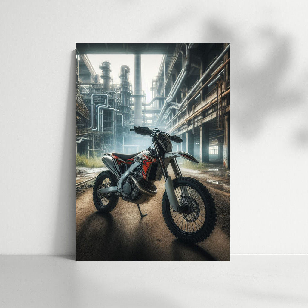 Enduro bike in an industrial zone: freedom in an abandoned factory