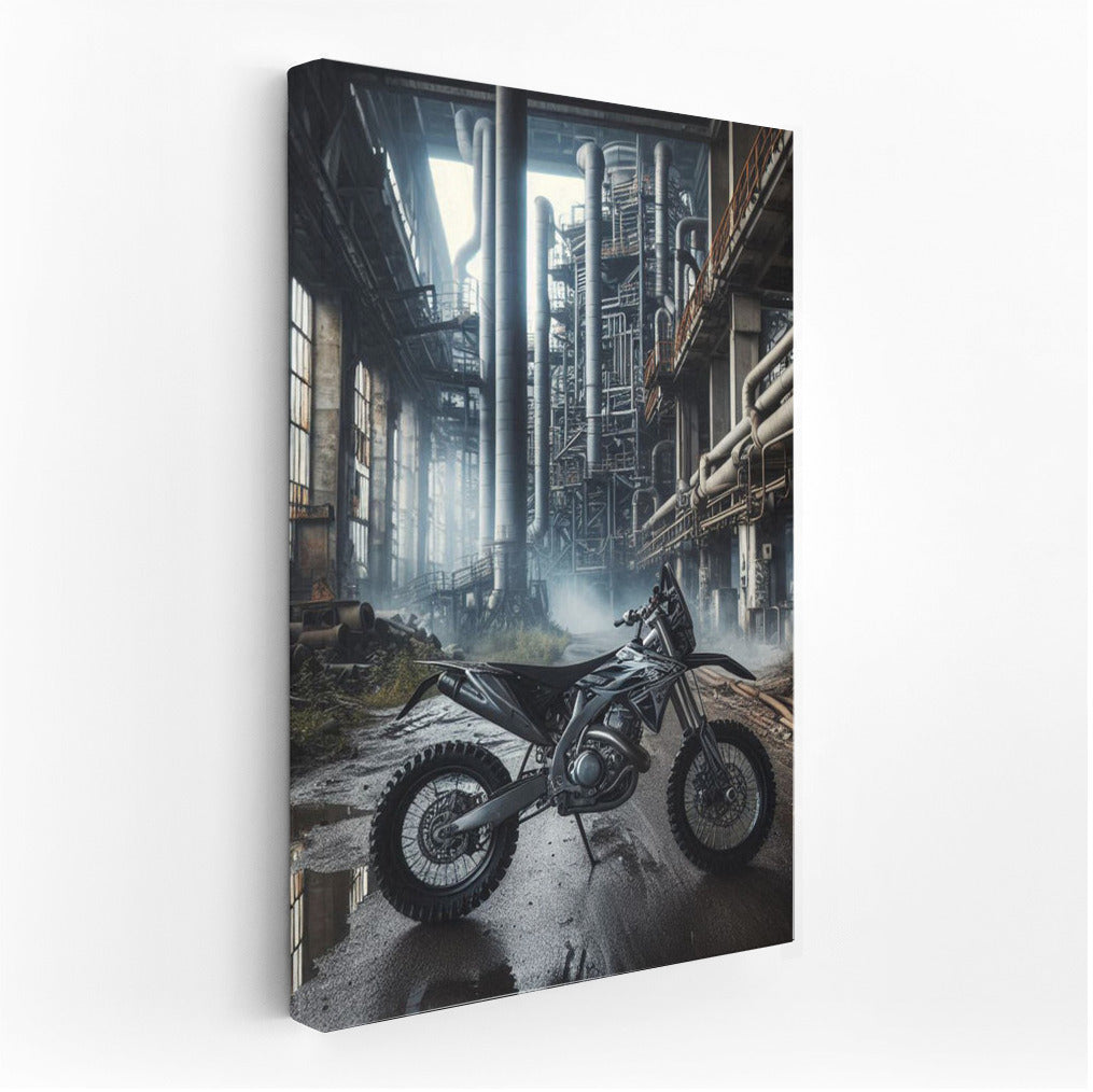 Enduro Bike in Abandoned Factory Labyrinth: Industrial Speed