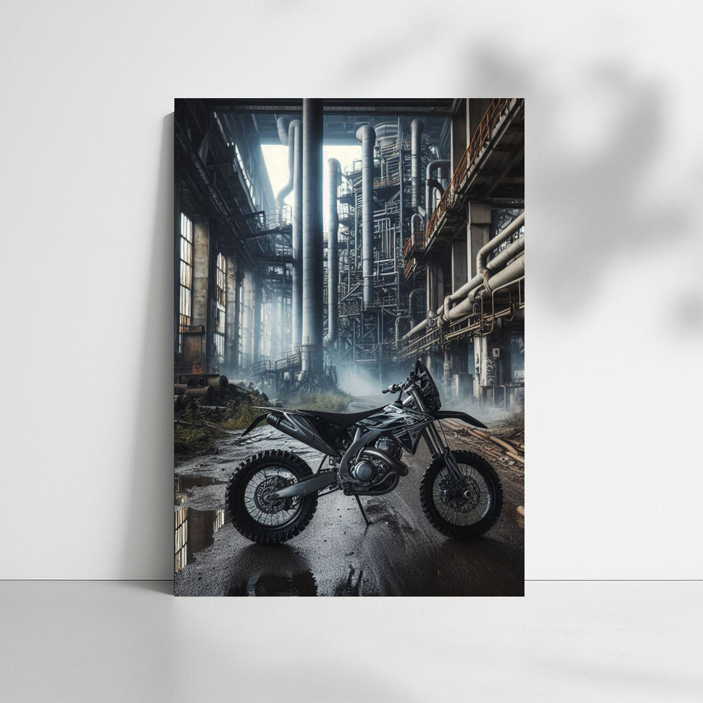 Enduro Bike in Abandoned Factory Labyrinth: Industrial Speed