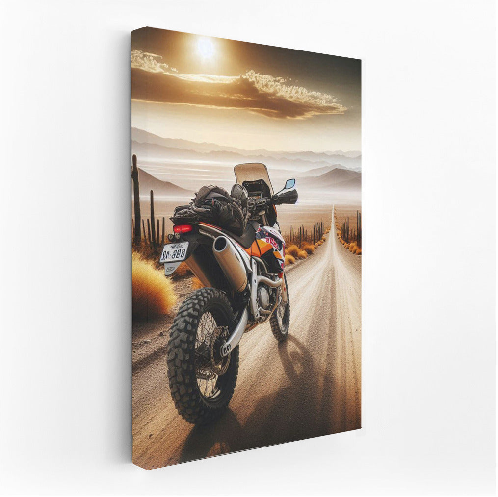 Enduro Bike: Desert Road with Cacti and Horizon