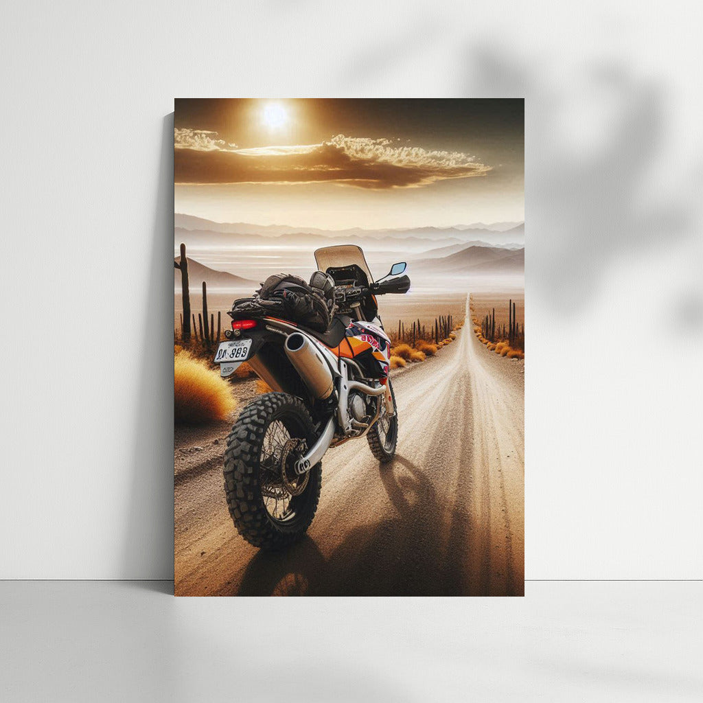 Enduro Bike: Desert Road with Cacti and Horizon