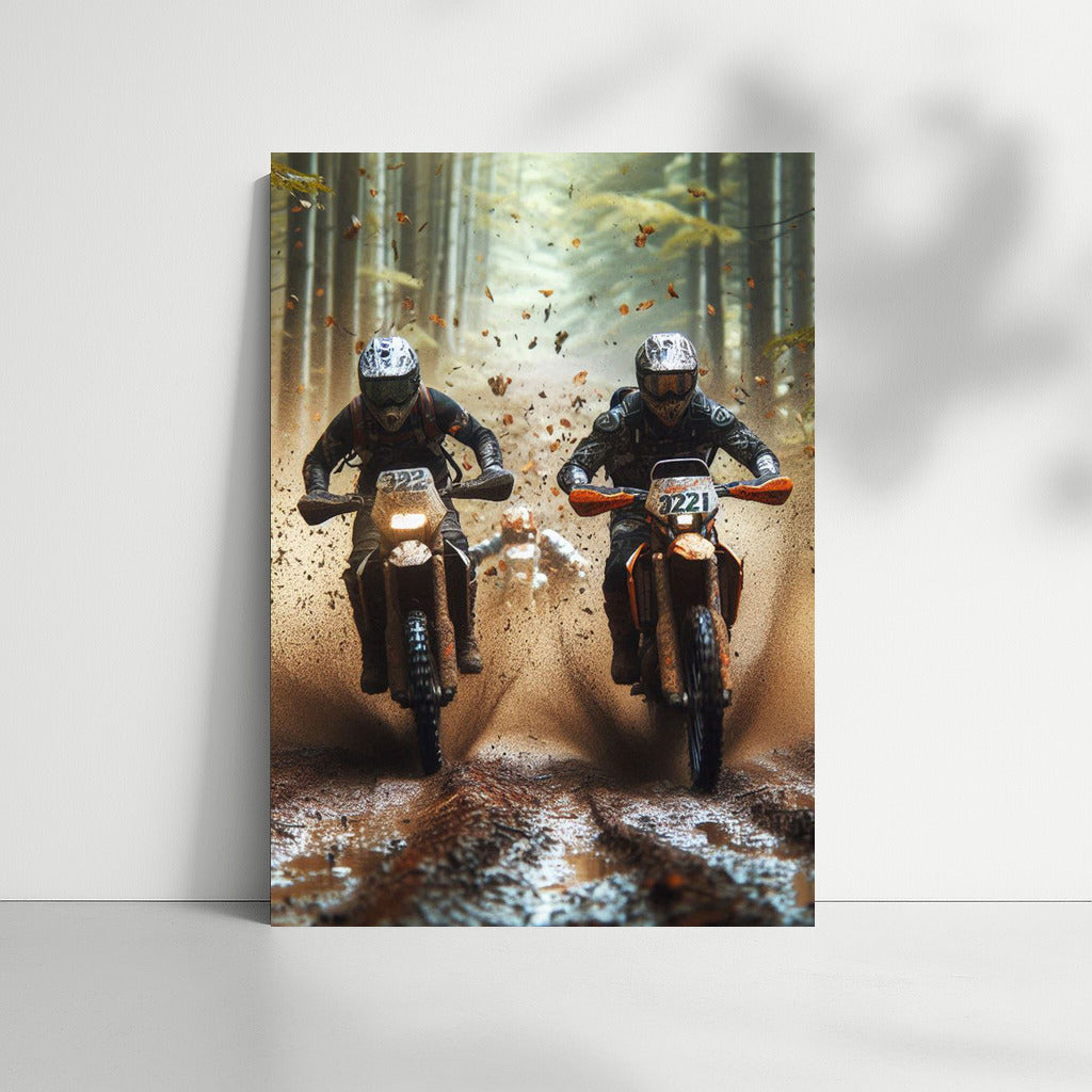 Enduro Bikes in the Forest Whirlwind: Speed and Adrenaline