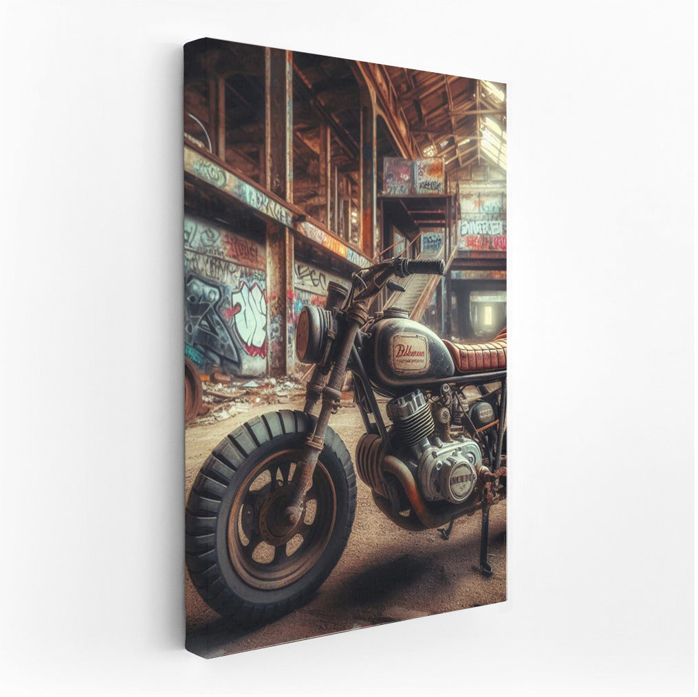 Retro Minibike at Abandoned Warehouse: Spirit of Speed and Adventure