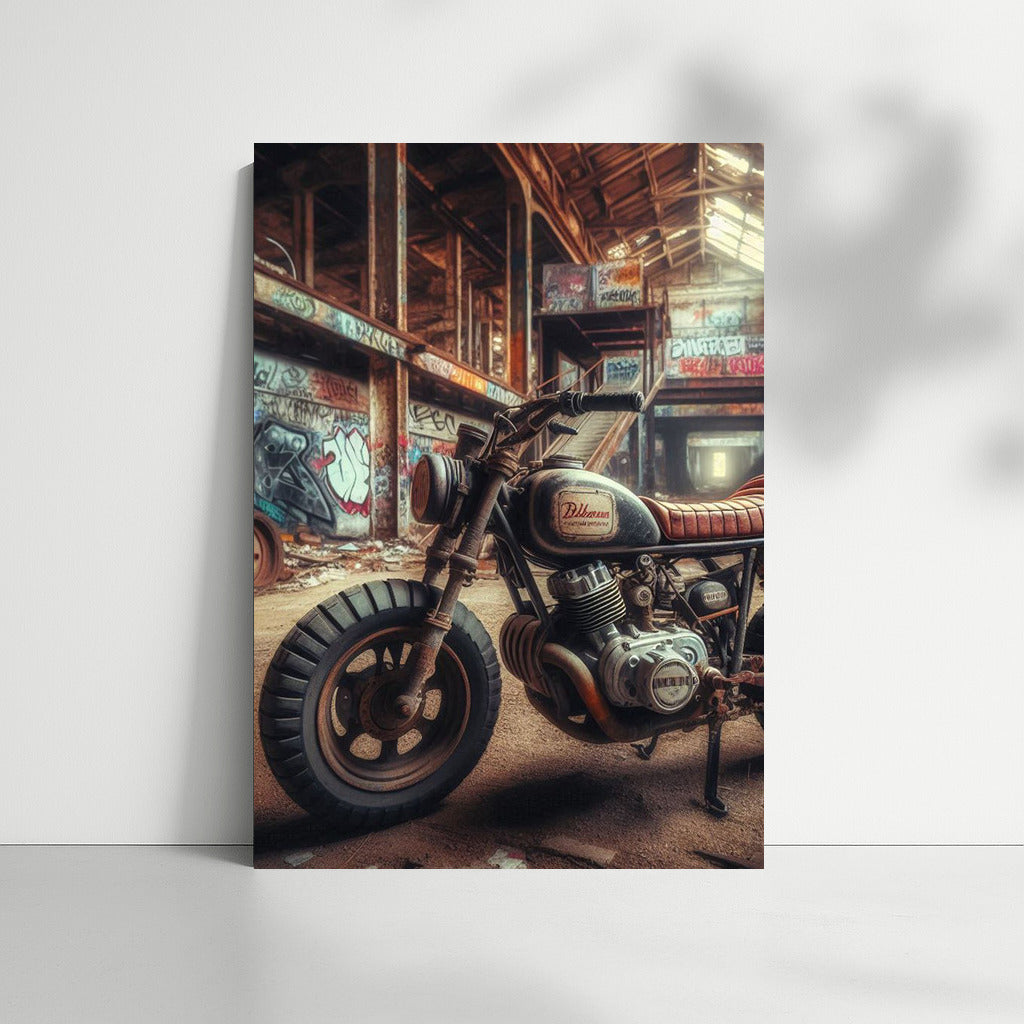 Retro Minibike at Abandoned Warehouse: Spirit of Speed and Adventure