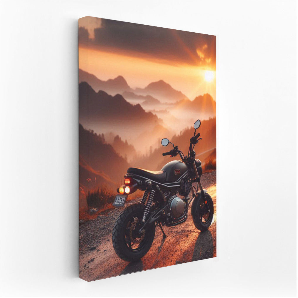 Sunset Journey: Minibike on Mountain Road