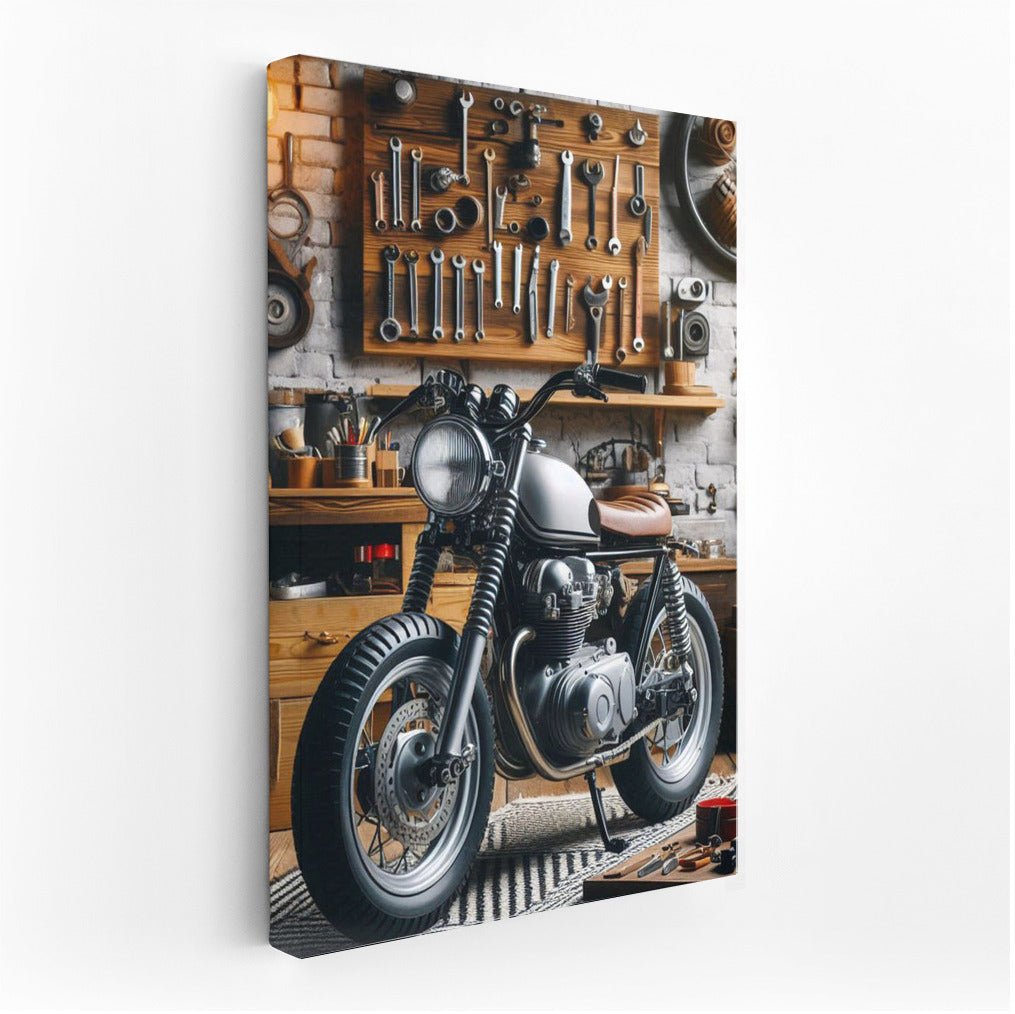 Minibike in Stylish Garage: Dream Workshop for Motorcycle Enthusiasts