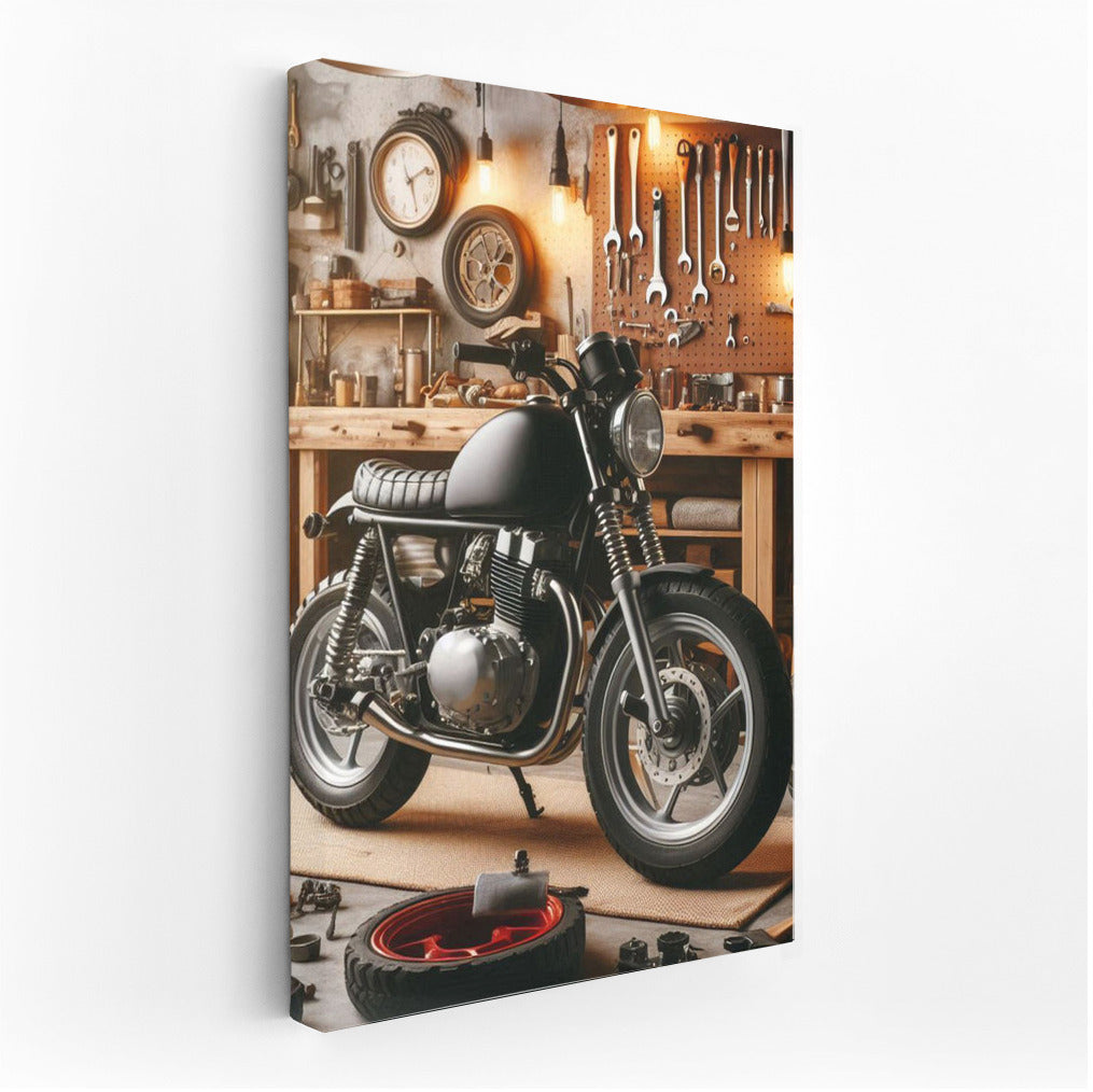 Minibike in Stylish Garage: Dream Workshop for Mechanics Enthusiasts