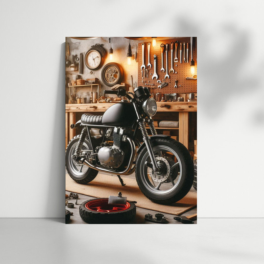 Minibike in Stylish Garage: Dream Workshop for Mechanics Enthusiasts