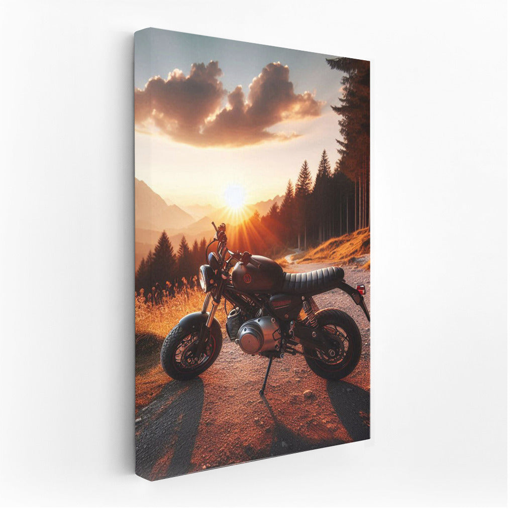 Sunset Freedom: Minibike on the Mountain Road