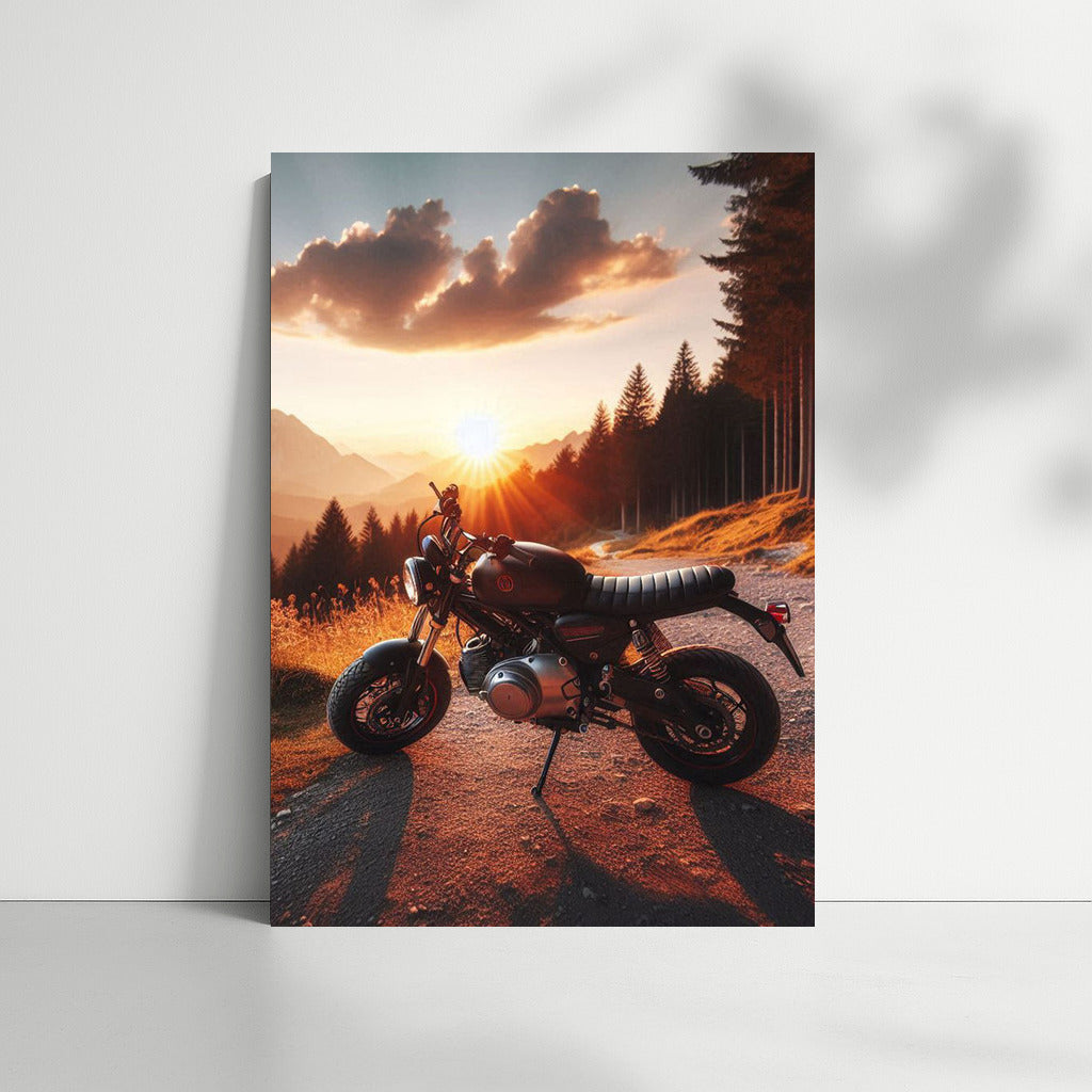 Sunset Freedom: Minibike on the Mountain Road