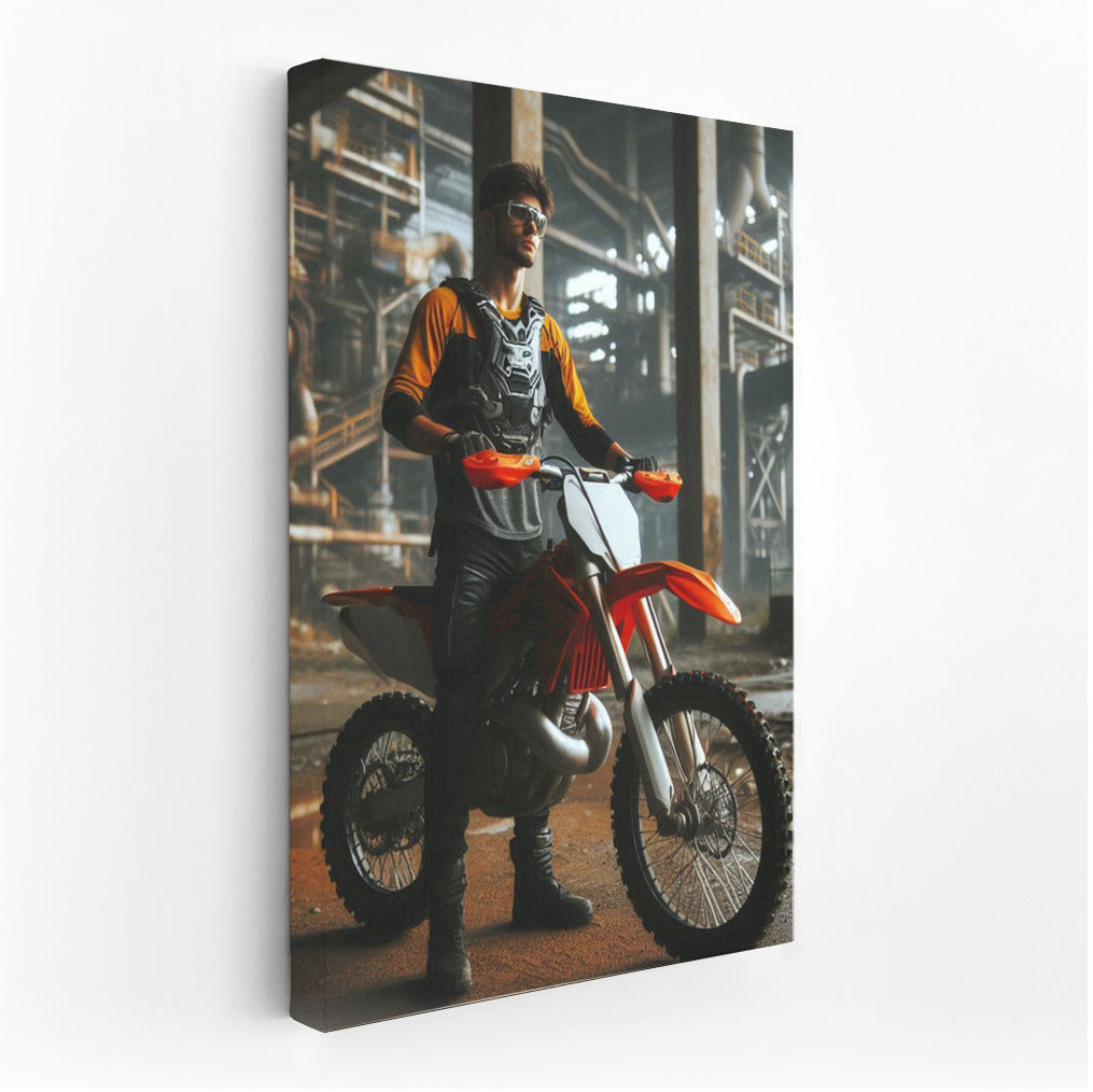 Motocross Bike in Abandoned Factory: Spirit of Adventure