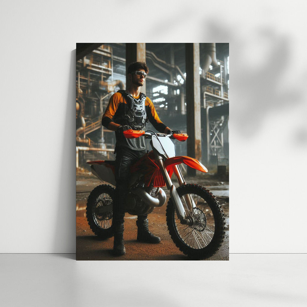 Motocross Bike in Abandoned Factory: Spirit of Adventure