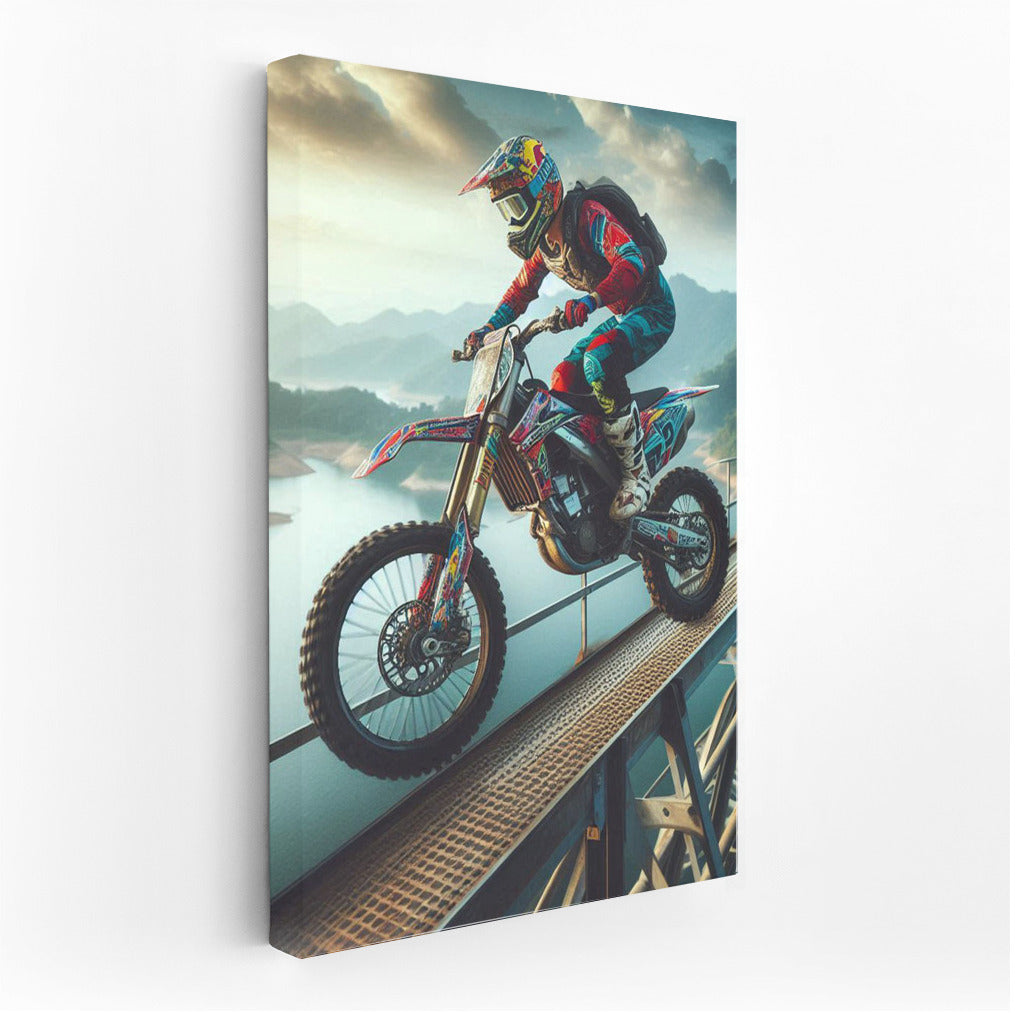 Adrenaline Jump: Motocross Bike Over the Dam