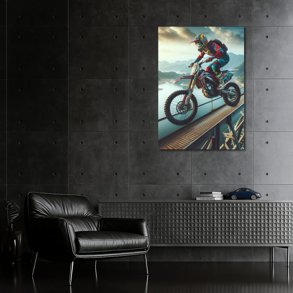 Adrenaline Jump: Motocross Bike Over the Dam