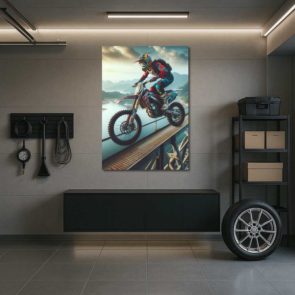 Adrenaline Jump: Motocross Bike Over the Dam