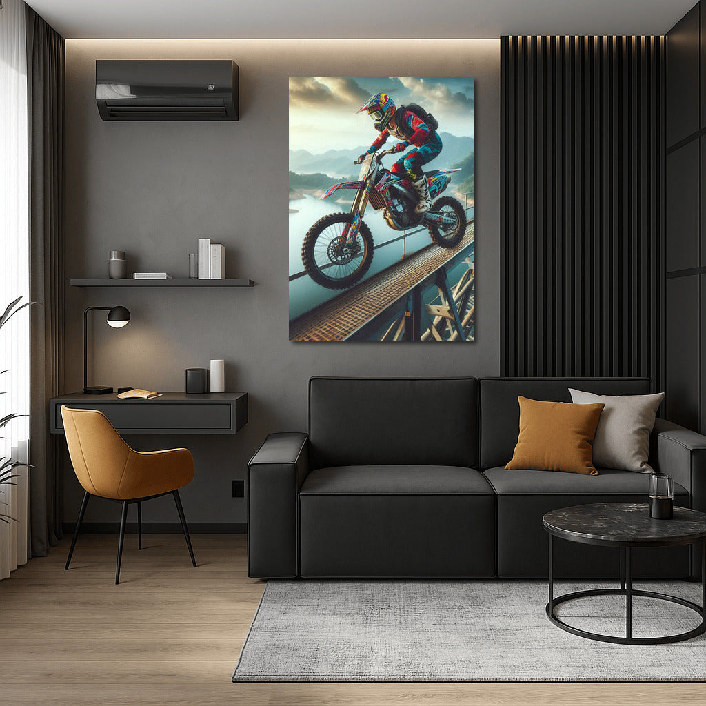 Adrenaline Jump: Motocross Bike Over the Dam