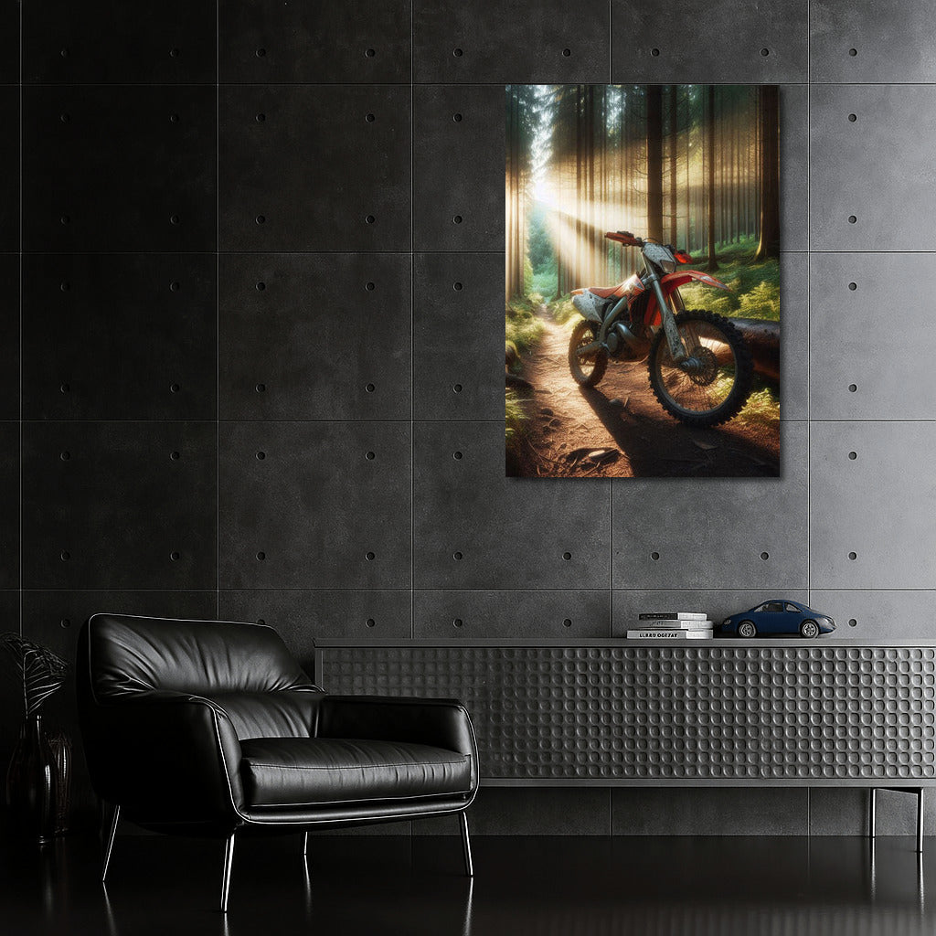 Motocross Bike on the Forest Trail: Freedom in the Sun