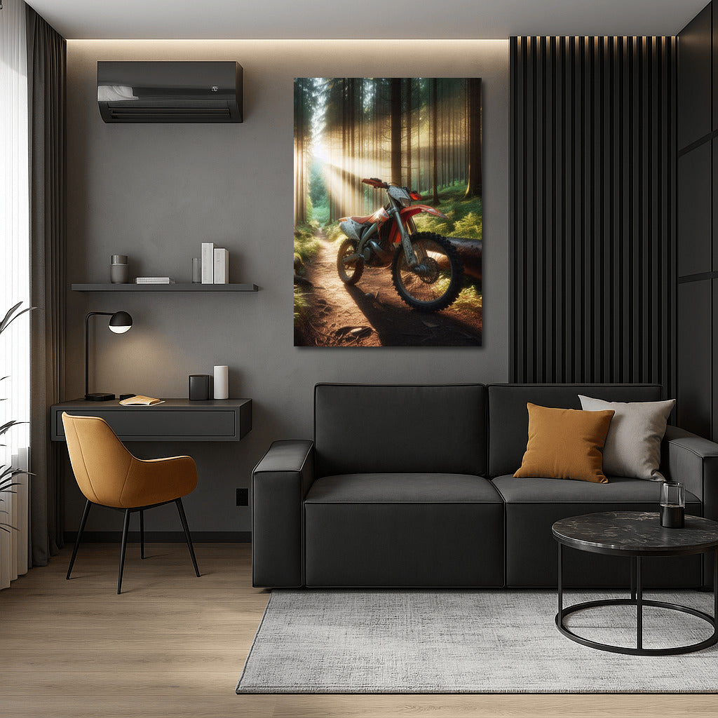 Motocross Bike on the Forest Trail: Freedom in the Sun