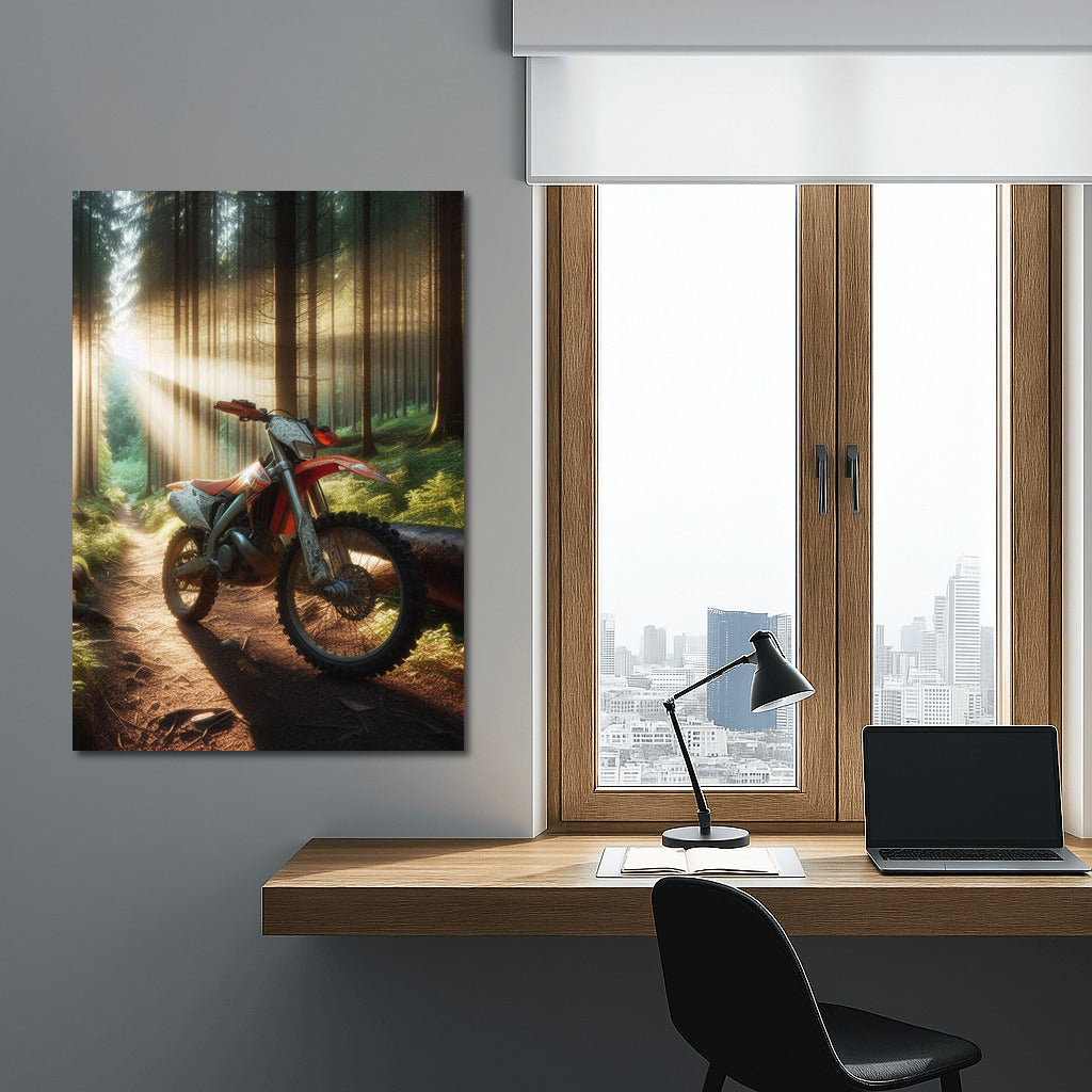 Motocross Bike on the Forest Trail: Freedom in the Sun