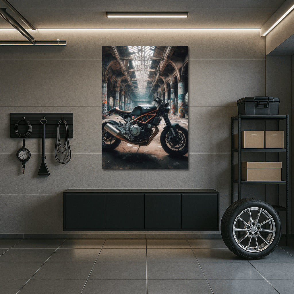Freedom on an Aprilia: Motorcycle in an Abandoned Warehouse