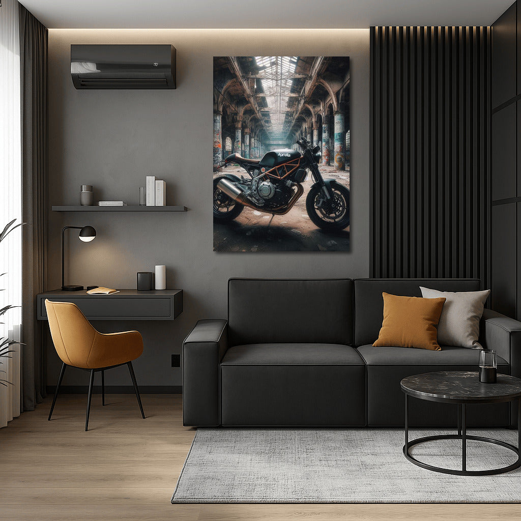 Freedom on an Aprilia: Motorcycle in an Abandoned Warehouse