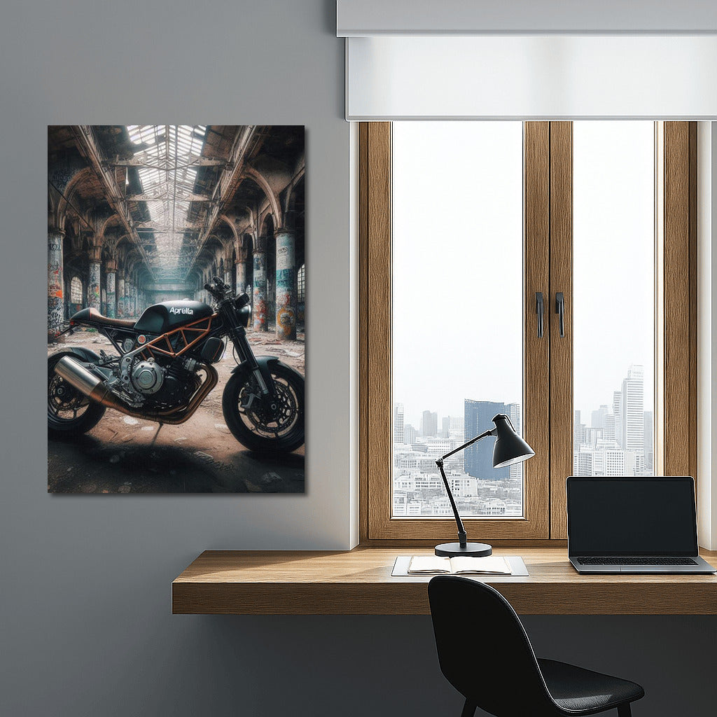 Freedom on an Aprilia: Motorcycle in an Abandoned Warehouse