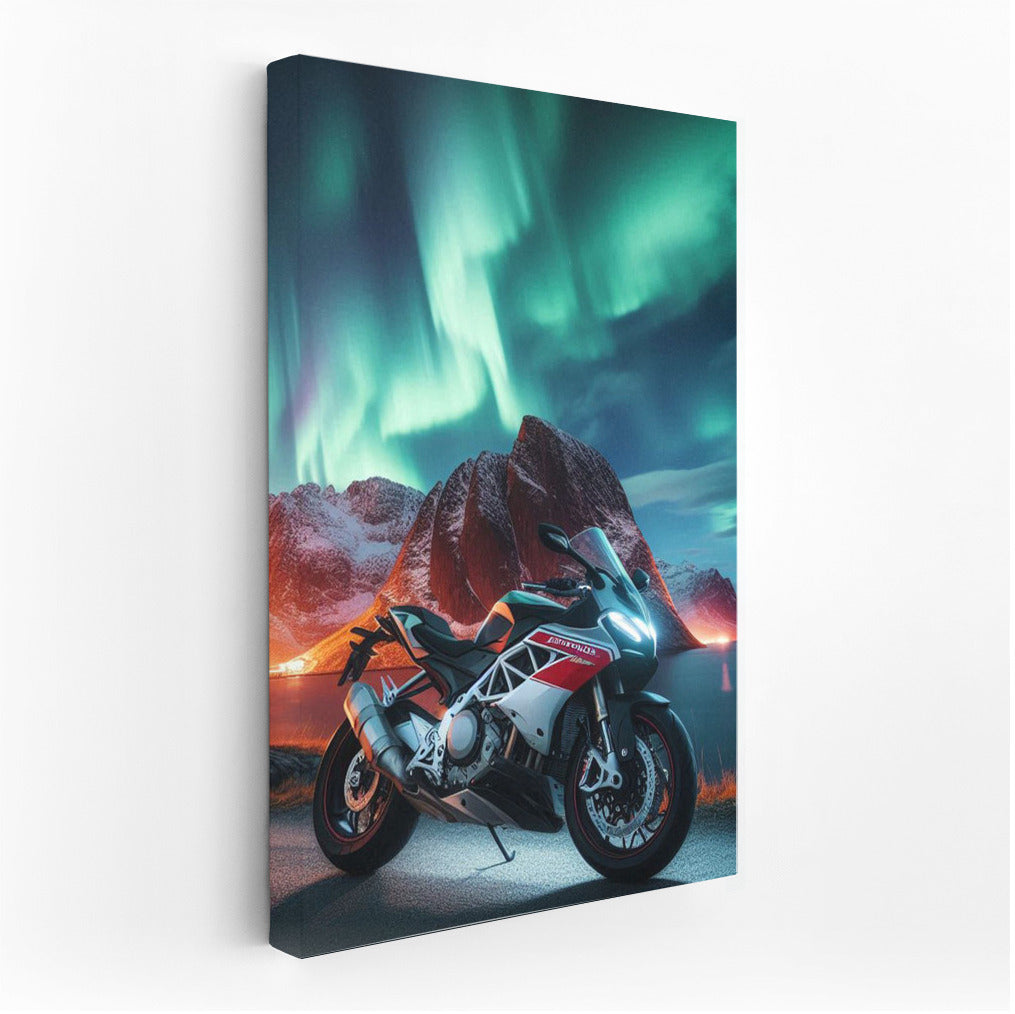 Northern Lights and Aprilia Motorcycle: Symphony of Speed